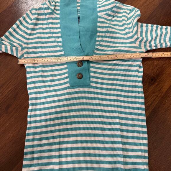 American Eagle Y2K Deep V Neck Long Striped Henley Bella Swan Style Blue Sz M - Picture 5 of 7